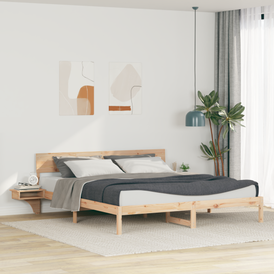 Sengestamme med hodegjerde Brun 200 x 200 cm Heltre furu