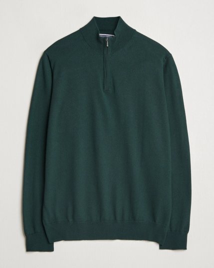 Charles Tyrwhitt Pure Merino Zip Neck Jumper Forest Green