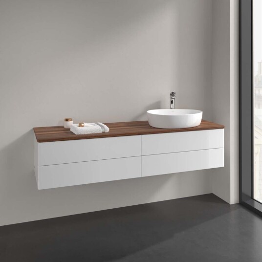 Villeroy & Boch Antao Servantskap med 4 skuffer 160x50x36 cm m/lys Hvit Blank/Valnøtt Villeroy & Boch Antao Servantskap med 4 skuffer 160x50x36 cm m/lys Hvit Blank/Valnøtt