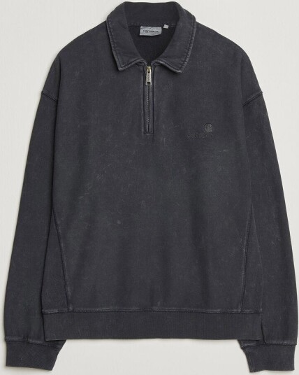 Carhartt WIP Lambert Washed Polo Sweatshirt Black Moon Wash
