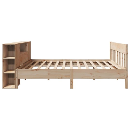 Seng med bokhylle uten madrass 180x200 cm heltre furu 3323173