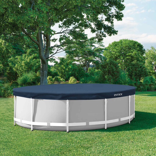 INTEX Bassengdeksel INTEX Ø366 x 20 cm Rund PVC og PET Mørk blå og grå