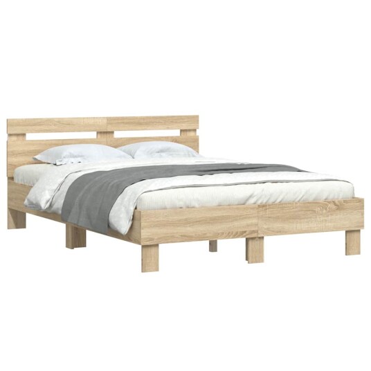 Sengestamme med LED Sonoma 137 x 190 cm Konstruert tre