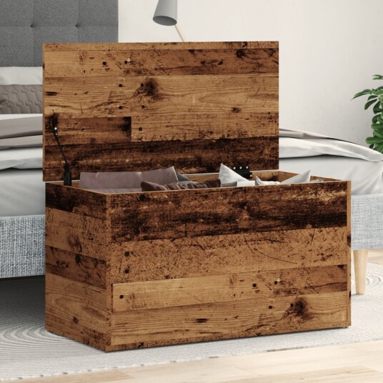 Oppbevaringskiste gammelt tre 84x42x46 cm konstruert tre Oppbevaringskiste gammelt tre 84x42x46 cm konstruert tre