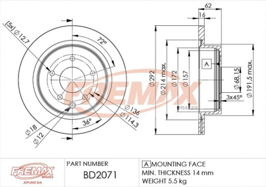 Bremseskive FREMAX BD-2071