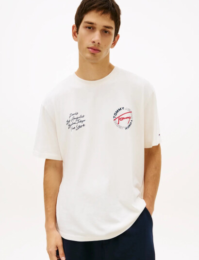 Tommy Jeans Tjm Rlx Sign Circle Ss Tee Ext   White   M