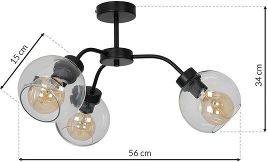 Eko-Light Taklampe Sofia 3 lyskilder transparent
