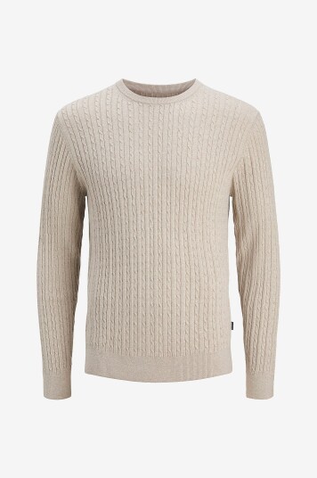 Jack & Jones Pullover jjeEmil Knit Cable Crew Neck Grå