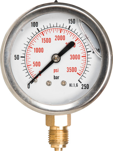 Glyserinmanometer Ø63 RF-hus, 1/4"rg. nedovervendt, 0+400 bar/psi