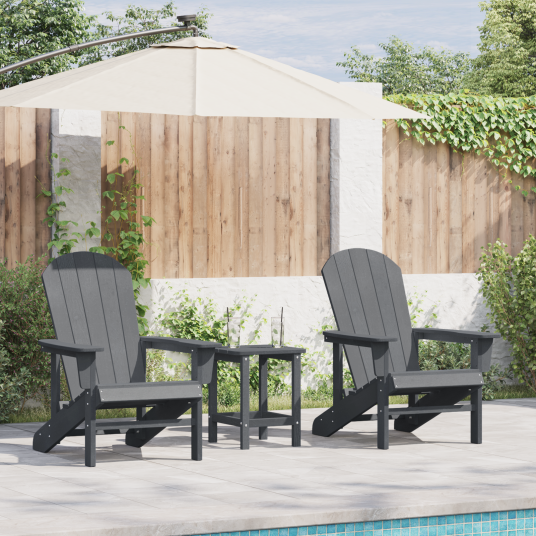 Adirondack-stoler 2 stk Lysegrå 74x82x90 cm HDPE Adirondack-stoler 2 stk Lysegrå 74x82x90 cm HDPE