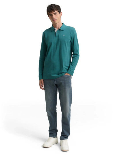 Tom Tailor Basic Polo With Contrast - Green - L