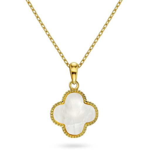 Pan Jewelry Kløver smykke i 925 forgylt sølv med perlemor Pan Jewelry Kløver smykke i 925 forgylt sølv med perlemor