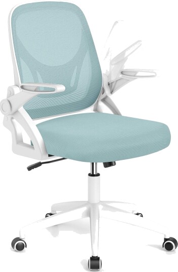 Ergonomisk kontorstol sammenleggbare armlener og gyngefunksjon blå