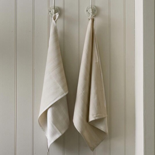 Riviera Maison Identity Kjøkkenhåndkle Beige-Hvit 2pk