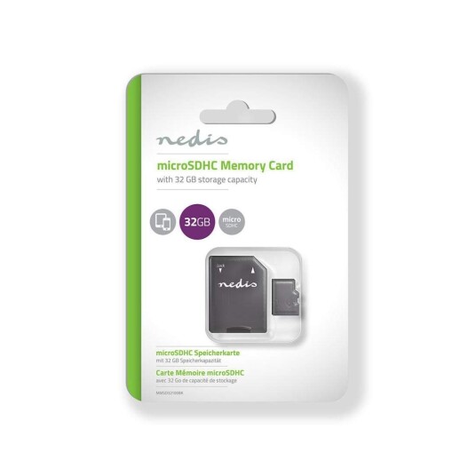 Nedis microSDHC 32 GB UHS-I Minnekort med AD Adapter - 90 MB/s Skrivehastighet Nedis microSDHC 32 GB UHS-I Minnekort med AD Adapter - 90 MB/s Skrivehastighet