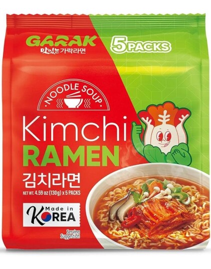 5 stk GARAK Kimchi Ramen   Hel Pakke 5x130 gram Korea Import
