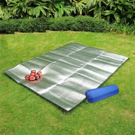 Aluminium Piknik Teppe Teppe Vanntett Foldbar Dobbeltsidig Folie Soveunderlag For Camping200 X 150 Cm