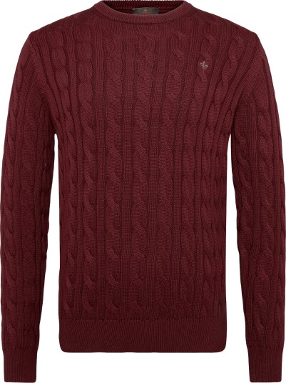 Morris Nathan Cable Oneck WINE RED M
