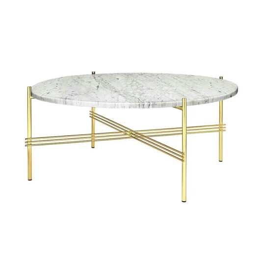 Gubi TS Salongbord 80 cm Messing / Hvit Carraramarmor
