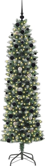  Kunstig Slankt Jule Tre med 300 LED Grønn og hvit 240 cm