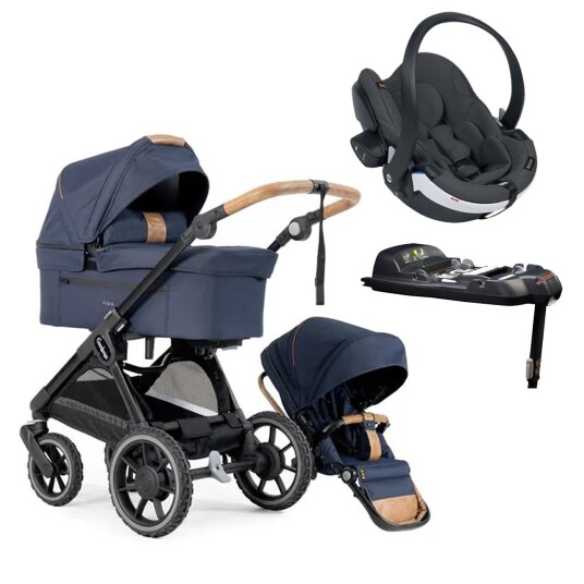 Barnevognpakke Komplett Emmaljunga Sento Pro Ergo Outdoor Navy + Go Modular X2 Antracite Ink. Base