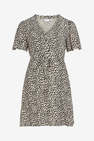 Vila Kjole viGrace V neck S/S Short Dress Grå