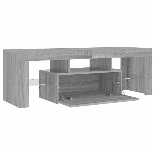 vidaXL TV-benk med LED-lys grå sonoma eik 120x35x40 cm