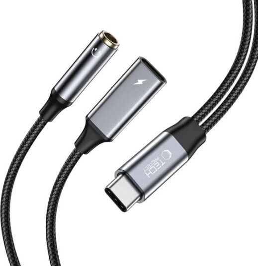 Tech Protect UltraBoost USB C Mini Jack Adapter Svart