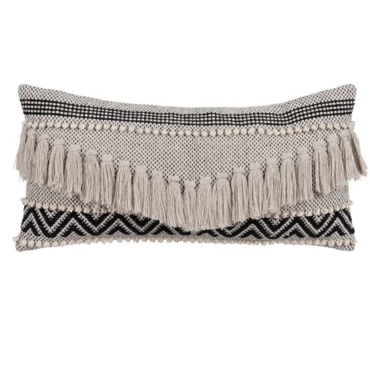 Pute Bomull Svart Beige 30 x 60 cm