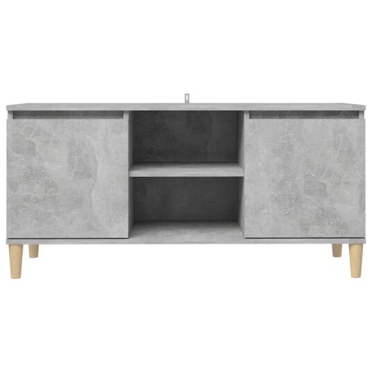 vidaXL TV-benk med ben i heltre betonggrå 103,5x35x50 cm
