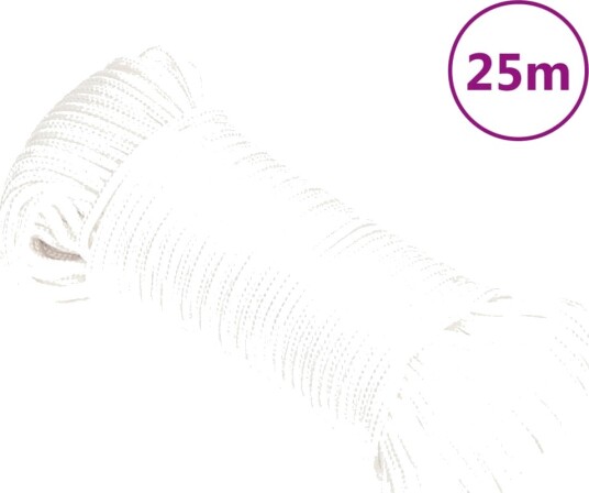  Båttau helhvit 4 mm 25 m polypropylen