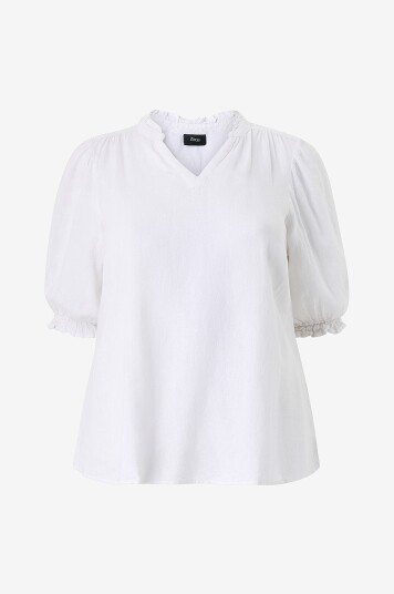 Zizzi Bluse vLina 1/2 Frill Blouse Hvit