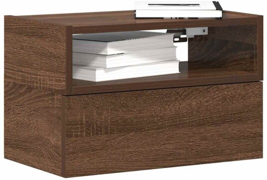 Veggmontert nattbord brun eik 45x26x28,5 cm 8721158574879