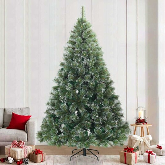  Moderne Kunstig Hengslet Juletre Snø Flocket Hvit 240 cm