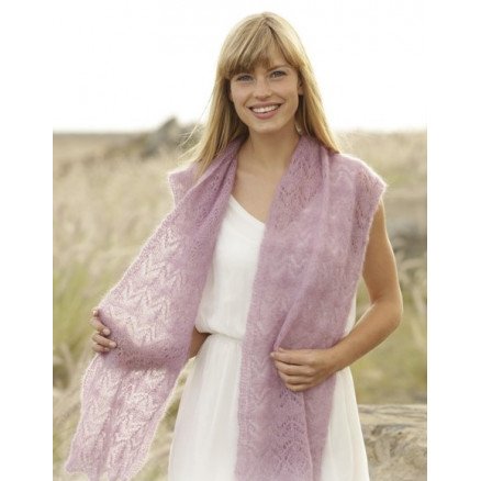 Spring Blush by DROPS Design Sjal Strikkeoppskrift 168x30 cm