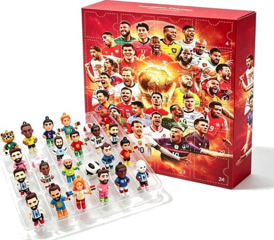 Adventskalender fotball VM 2026 24 dager nedtelling til jul barn fotballfans julegaver Ronaldo fotballspillerfigur