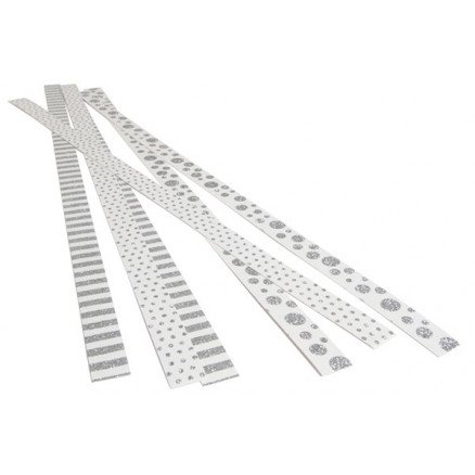 Diverse Strimler Selvklebende Hvit med Sølv motiver 420x15mm 6 stk