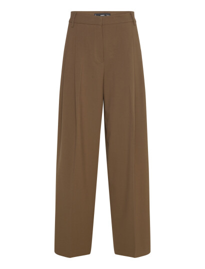 Mango Wide-Leg Mid-Rise Pleated Trousers - Brown - 38 Mango Wide-Leg Mid-Rise Pleated Trousers - Brown - 38