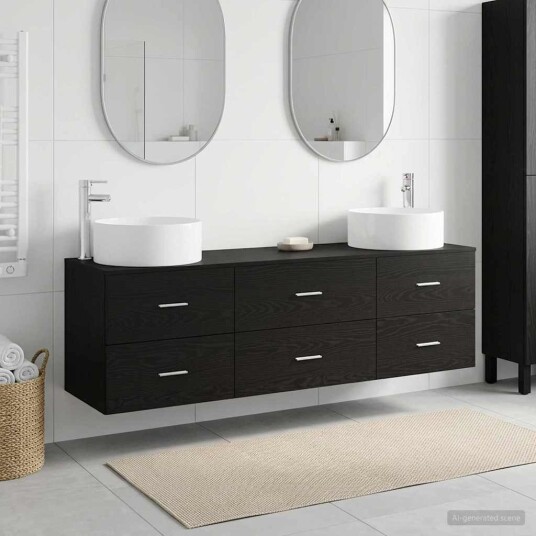 vidaXL Baderomsinnredningssett 3 stk. Svart 49,5 x 44,5 x 65,5 cm vidaXL Baderomsinnredningssett 3 stk. Svart 49,5 x 44,5 x 65,5 cm