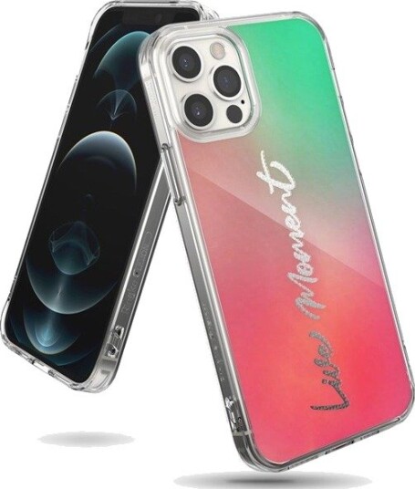 Ringke Fusion Design Armored Case Cover with Gel Frame iPhone 12 Pro Max Pink-Green (GNAP0028)