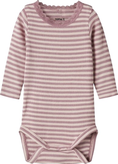 Name It Body I/e - Rib - Viskose - NbfKardia - Lotus - Name It - 68 - Langermet Body - Rosa - 62