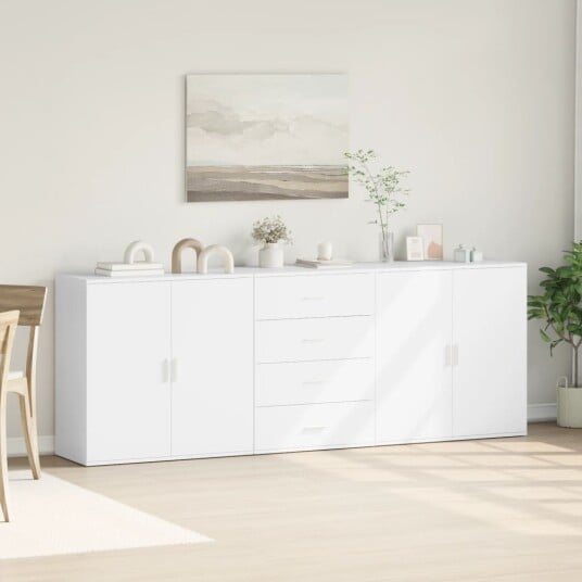 Skjenker 3 stk hvit konstruert tre