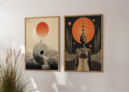 Plakat Surrealistisk Kosmisk Kunst / Sett av 2