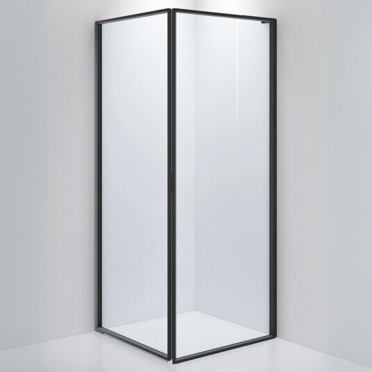 INR Iconic Nordic Rooms Dusjhjørne Edge 13 Måltlpasset - Venstre / Matt Svart Klart Glass