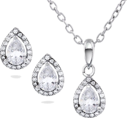 Pan Jewelry Smykkesett i 925 sølv med zirkonia