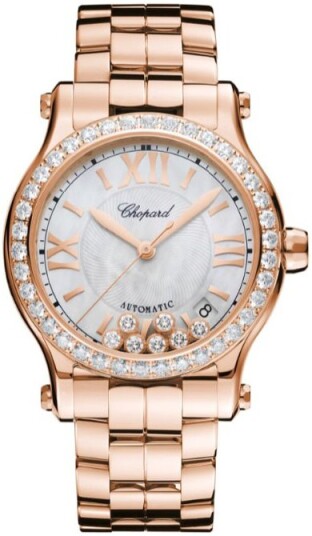Chopard Dameklokke 274808 5007 Happy Sport Sølvfarget/18 karat rosé