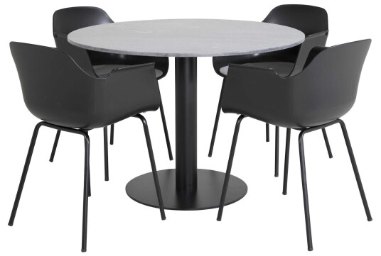 Venture Design Estelle & Comfort spisegruppe Svart/svart 4 st stoler & bord 106 cm