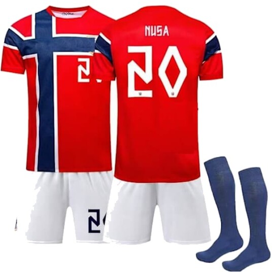 2026 VM Norge herrelandslag hjemmedrakt + shorts + sokker (nr. 20 Nusa trykt) 26-27 Nusa 20