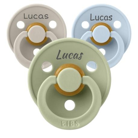 Bibs Colour Str. 1 0-6 Mdr.Symmetrisk  LateksSmokk Med Navn