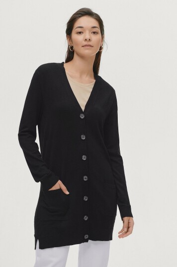 Ellos Collection Strikket cardigan med lommer Svart